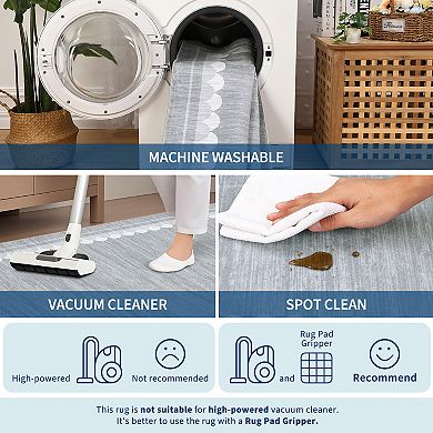 Modern Solid Color Area Rug Machine Washable Low Plile Non Slip Carpet for Bedroom Playroom Kitchen