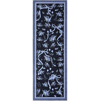 Modern Washable Area Rug with Flowers and Ribbons Pattern Soft Ultra Thin Non Slip Mat for Bedroom