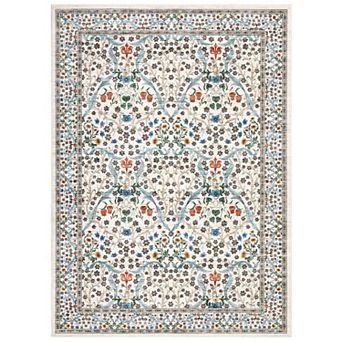 Pastoral Flower Print Area Rug for Living Room Washable Non Slip Low Pile Rug for Farmhouse Bedroom