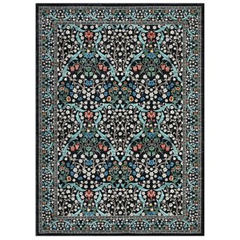 Pastoral Flower Print Area Rug for Living Room Washable Non Slip Low Pile Rug for Farmhouse Bedroom