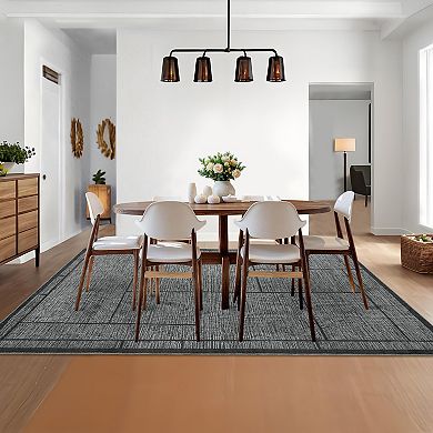 Garvee Modern Geometric Area Rug for Dining Room Machine Washable Non Slip Low Pile Mat for Bedroom
