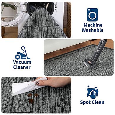 Garvee Modern Geometric Area Rug for Dining Room Machine Washable Non Slip Low Pile Mat for Bedroom