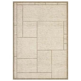 Garvee Modern Geometric Area Rug for Dining Room Machine Washable Non Slip Low Pile Mat for Bedroom
