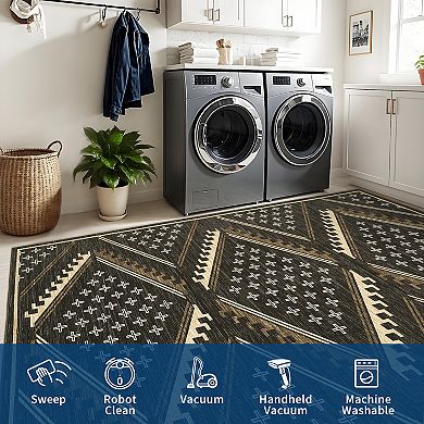 Garvee Geometric Area Rug Machine Washable Non Slip Soft Low Pile Floor Rug for Modern Living Space