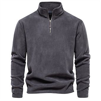 Versatile Men's Stand-Up Collar Sweatshirt Half-Zip Temperature Adjustable Soft Outdoor Casual Top