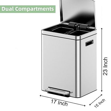 10.6 Gallons Stainless Steel Step Trash Can