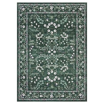 Retro Pastoral Garden Area Rug Non Slip Stain Resistant Low Pile Carpet for Bedroom Bedroom Kitchen