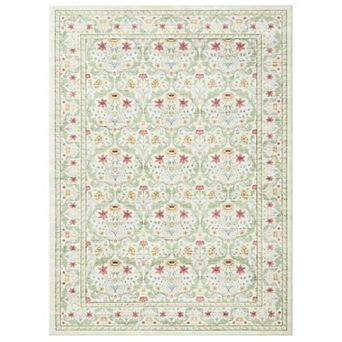 Garvee Retro Pastoral Floral Washable Area Rug Ultra Thin Non Slip Non Shedding Rug for Living Space