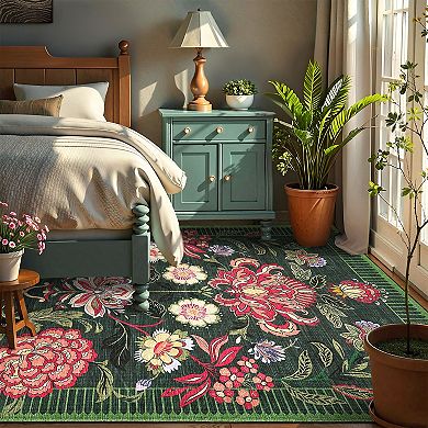 Pastoral Summer Meadow Washable Area Rug Soft Ultra Thin Non Slip Rug for Modern Living Space Decor
