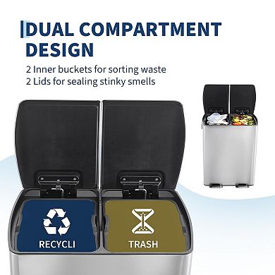 16 Gallon Dual Compartment Step Trash Can