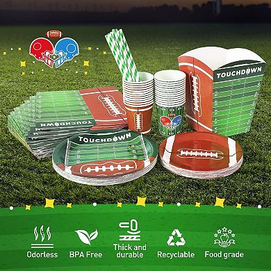 125 Pcs Football Plates and Napkins Set Serve 25
