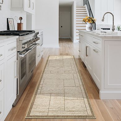 Garvee Modern Geometric Area Rug for Dining Room Machine Washable Non Slip Low Pile Mat for Bedroom