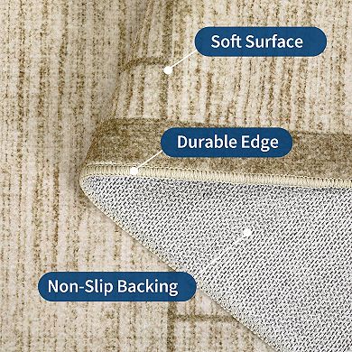 Garvee Modern Geometric Area Rug for Dining Room Machine Washable Non Slip Low Pile Mat for Bedroom
