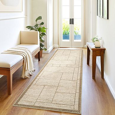 Garvee Modern Geometric Area Rug for Dining Room Machine Washable Non Slip Low Pile Mat for Bedroom