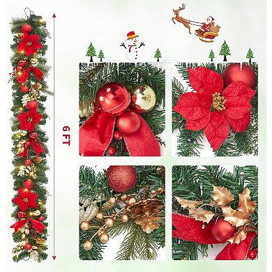 Christmas Garland with Lights for Mantle