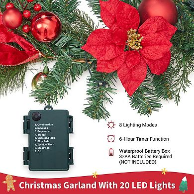 Christmas Garland with Lights for Mantle