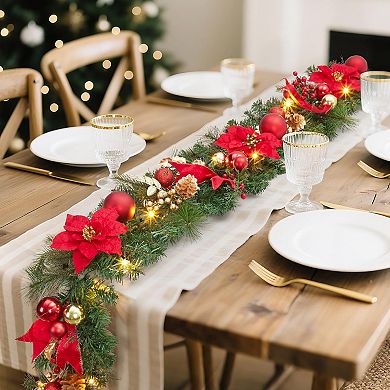 Christmas Garland with Lights for Mantle