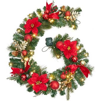 Christmas Garland with Lights for Mantle