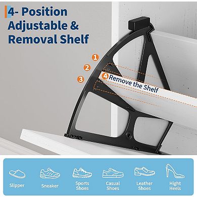 Shoe Cabinet Storage with 2 Flip Drawer,Hidden Shoe Storage Cabinet for Entryway,Adjustable ShoeRack