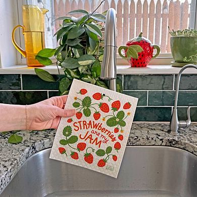 Strawberry Dish Towel + Sponge Cloth Gift Set