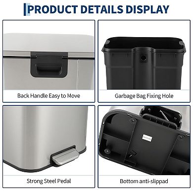 5.2 Gallon Brushed Stainless Steel Trash Can