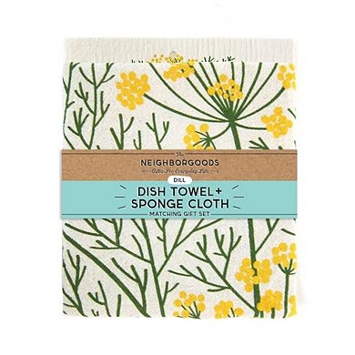 Dill Dish Towel + Sponge Cloth Gift Set