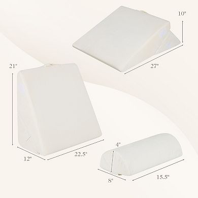 3 Pieces Bed Wedge Pillow Set with Air Memory Foam-Off-white