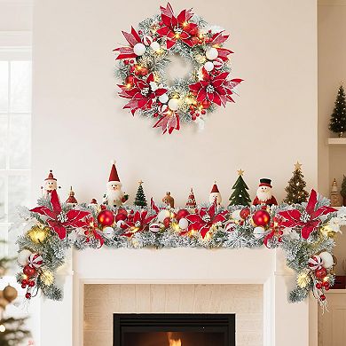 24Inch Pre-Lit Artificial Christmas Wreath
