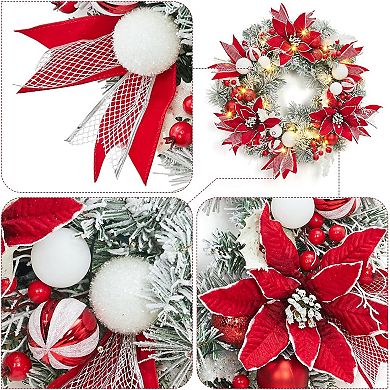 24Inch Pre-Lit Artificial Christmas Wreath
