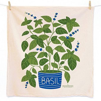 Basil Dish Towel + Sponge Cloth Gift Set