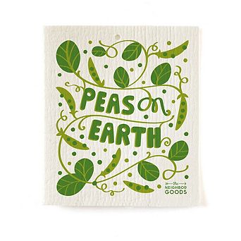 Peas Dish Towel + Sponge Cloth Gift Set