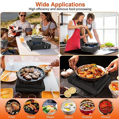 3300W Portable Butane Camping Stove, Dual Fuel Burner with Piezo Ignition & Safety Cut-Off