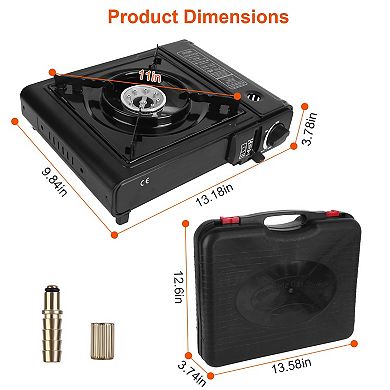 3300W Portable Butane Camping Stove, Dual Fuel Burner with Piezo Ignition & Safety Cut-Off