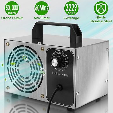 110W Ozone Generator 50,000mg/h Odor Eliminator & Ionizer, Timer, Covers up to 3229 Sq.Ft