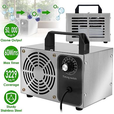 110W Ozone Generator 50,000mg/h Odor Eliminator & Ionizer, Timer, Covers up to 3229 Sq.Ft