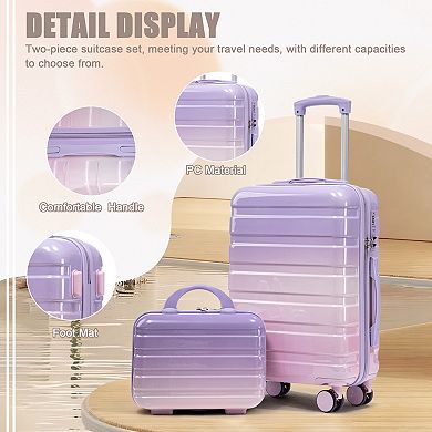 Gradient Color Hardside Spinner 2-Piece Luggage Set, 20” Upright/14” Tote