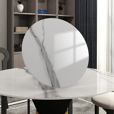 19.69" Lazy Susan for Table Top Sintered Stone Rotating Serving Tray for Dining Table