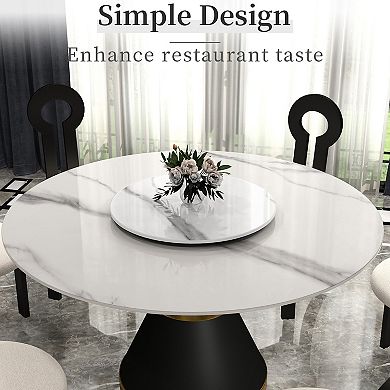 19.69" Lazy Susan for Table Top Sintered Stone Rotating Serving Tray for Dining Table