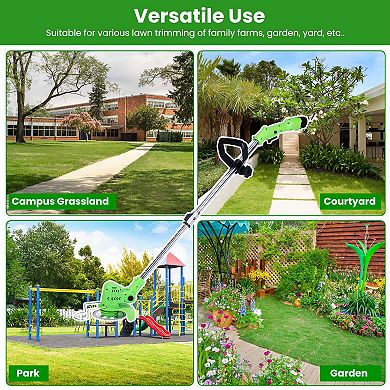 12V Cordless Grass Trimmer 200W Rechargeable Lawn Mower Weed Cutter with Saw & Blades