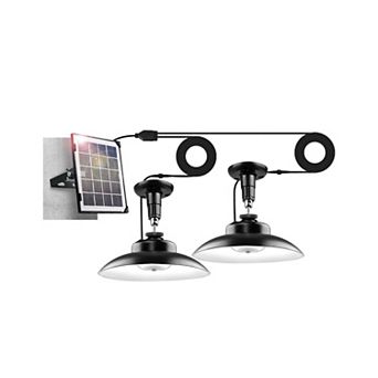 2-Pack Solar Shed Lights with Separate Panel, Wall Mounted, Remote Timer, 3 Modes & Colors, IP55