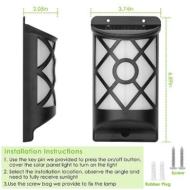 Flame Solar Lights Outdoor 96 LED Flickering Wall Lamp Waterproof for Yard Patio Deck