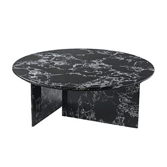 33.5" Marble Round Coffee Tables for Living Room, Space-Saving Coffee Table for Waiting Area