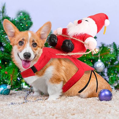 Pet Christmas Costume Santa Riding Winter Coat for Dogs & Cats