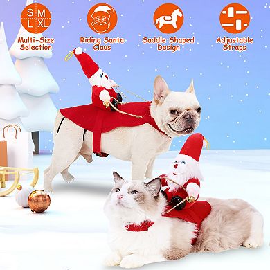 Pet Christmas Costume Santa Riding Winter Coat for Dogs & Cats