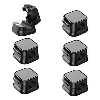 6 Pack Magnetic Cable Clips Cord Organizer Adhesive Wire Holders for Desk, Car & Nightstand