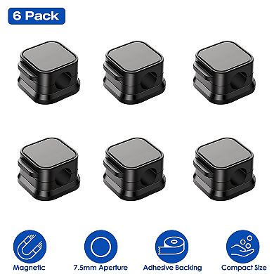 6 Pack Magnetic Cable Clips Cord Organizer Adhesive Wire Holders for Desk, Car & Nightstand