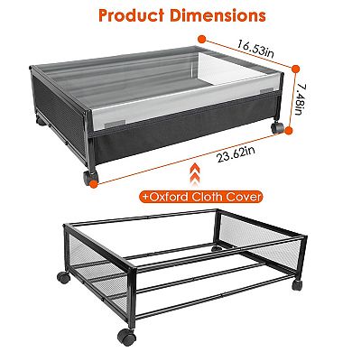 2-Pack Under Bed Storage Containers with Wheels, Clear Window, Dustproof Drawer Organizer