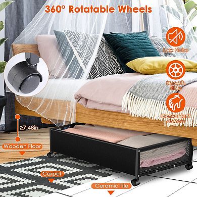 2-Pack Under Bed Storage Containers with Wheels, Clear Window, Dustproof Drawer Organizer