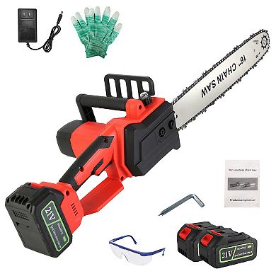 16" Cordless Electric Chainsaw, Brushless with 2x21V 3.0Ah Batteries & Charger