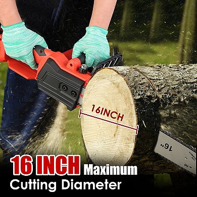 16" Cordless Electric Chainsaw, Brushless with 2x21V 3.0Ah Batteries & Charger